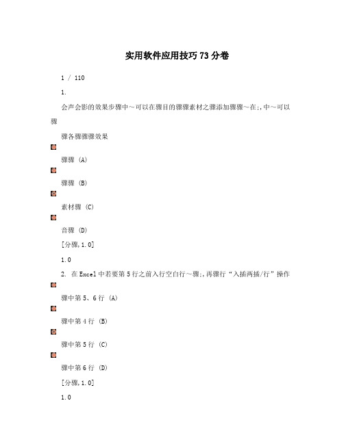 实用软件应用技巧73分卷