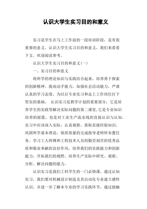 认识大学生实习目的和意义