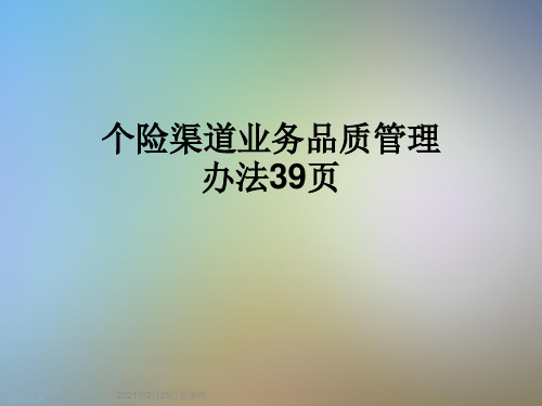 个险渠道业务品质管理办法39页