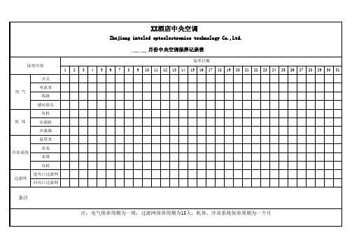 中央空调保养记录表