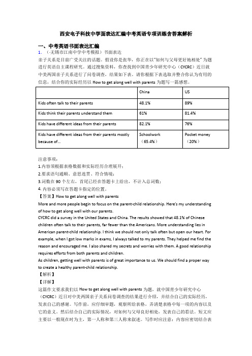 西安电子科技中学面表达汇编中考英语专项训练含答案解析