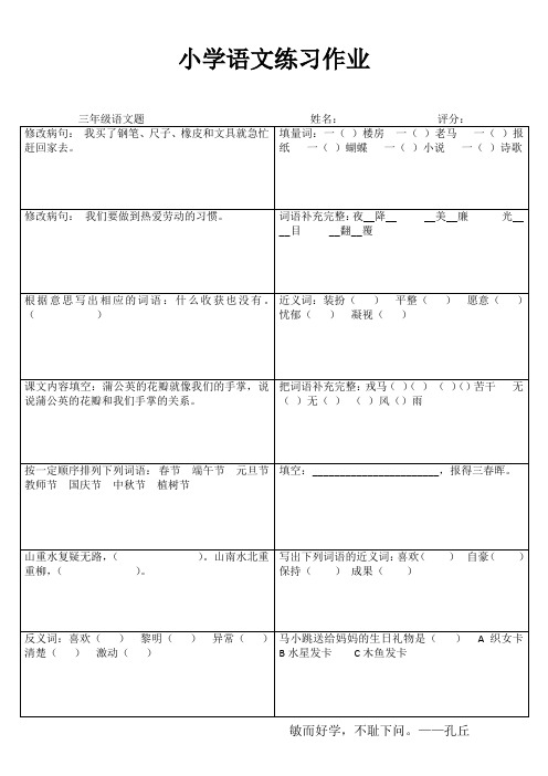 小学三年级语文每日过关训练 (97)