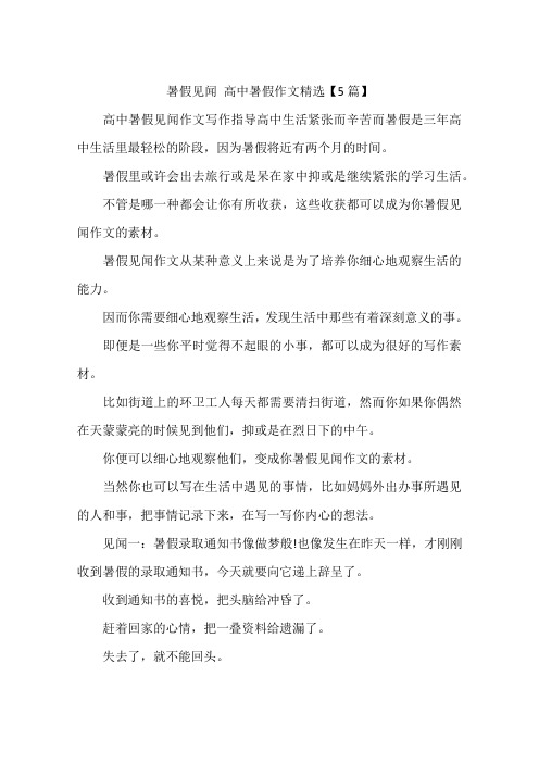 暑假见闻 高中暑假作文精选【5篇】