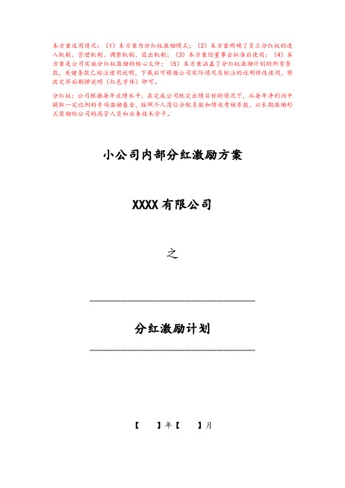 小公司内部分红激励方案