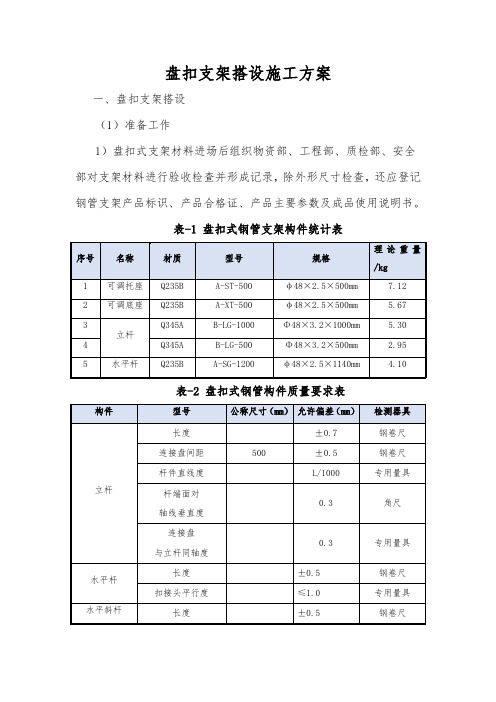 盘扣支架搭设施工方案