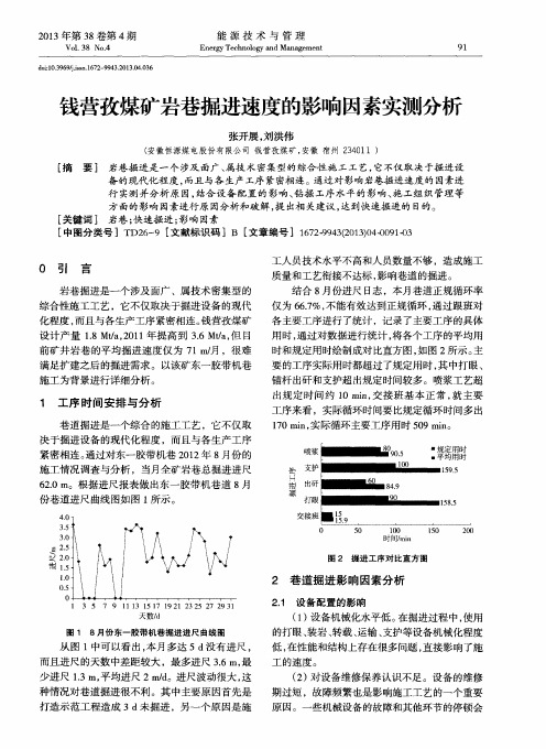 钱营孜煤矿岩巷掘进速度的影响因素实测分析