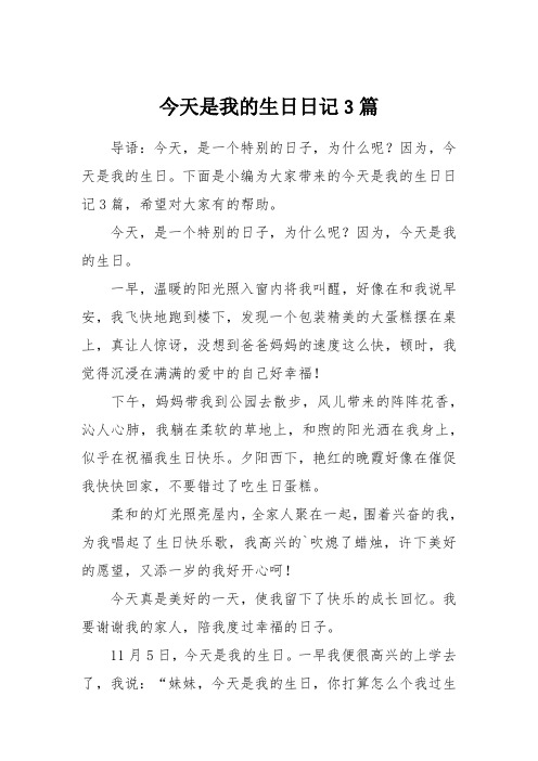 今天是我的生日日记3篇