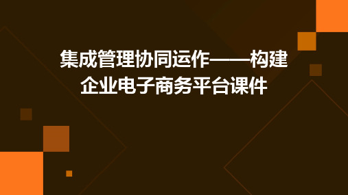 集成管理协同运作——构建企业电子商务平台课件