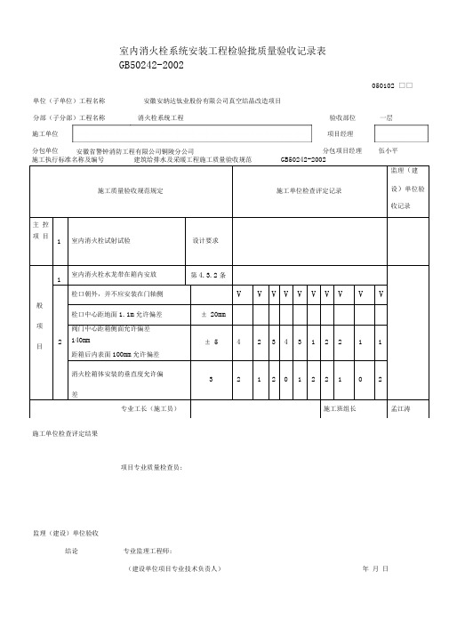 室内消火栓安装检验批