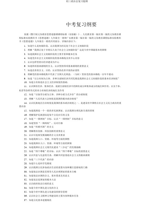 初三政治总复习提纲