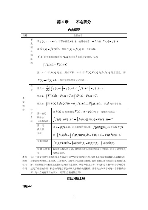 高等数学_不定积分例题、思路和答案