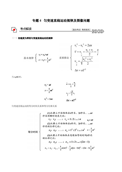 专题4 匀变速直线运动规律及图像问题 2021年高考物理二轮专题解读与训练(解析版)