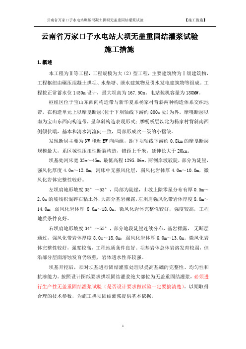 云南省万家口子水电站工程碾压混凝土拱坝无盖重固结试验施工措施31