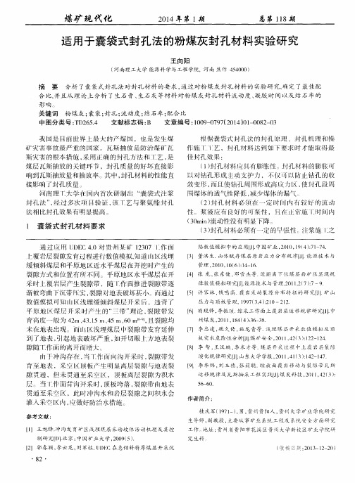 适用于囊袋式封孔法的粉煤灰封孔材料实验研究