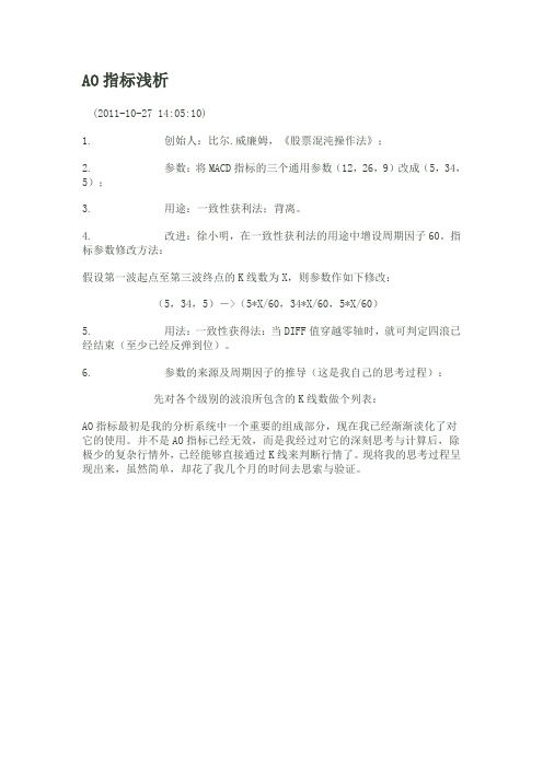 混沌理论--AO指标浅析
