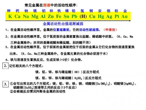 初中化学金属活动性顺序表的记忆与应用