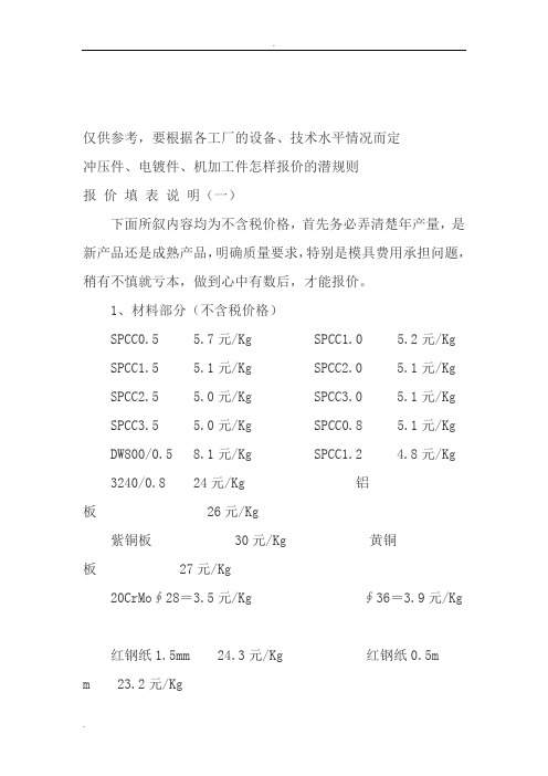 机加工成本计算