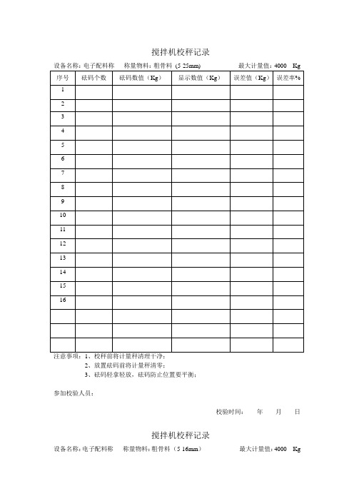 混凝土有限公司搅拌机校秤记录