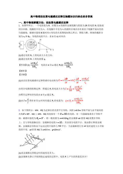 高中物理法拉第电磁感应定律压轴题知识归纳总结含答案