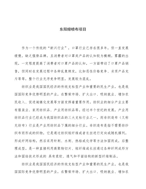 东阳熔喷布项目立项申请报告