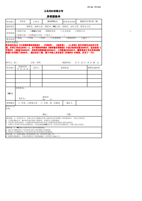 异常联络单