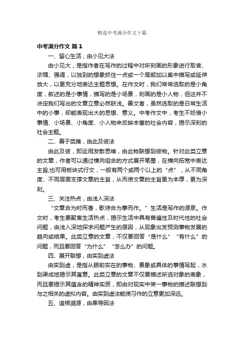 精选中考满分作文十篇