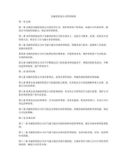 非融资担保公司管理制度