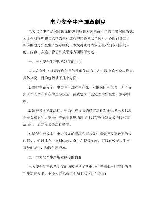 电力安全生产规章制度