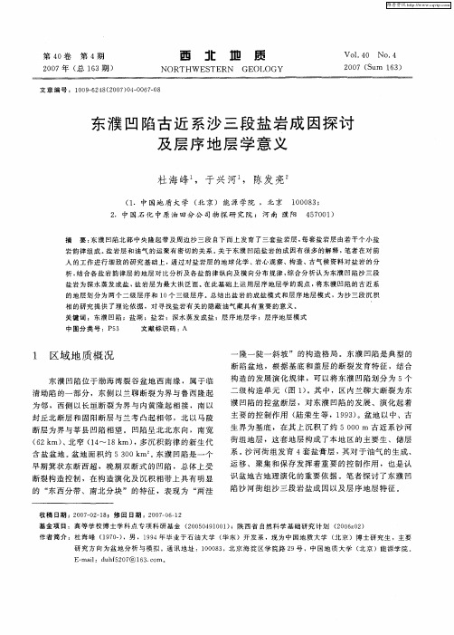 东濮凹陷古近系沙三段盐岩成因探讨及层序地层学意义