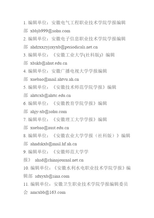 各大学报投稿邮箱