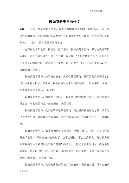 假如我是千里马作文