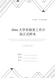 20xx大学实验室工作计划正式样本