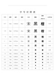 印刷字体、字号对照表