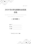 2020年大学生暑期社会实践总结