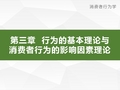 第3章 行为的基本理论与消费者行为的影响因素理论消费者行为学导论卢泰宏