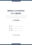 调查统计工作总结范文2021(最新版)