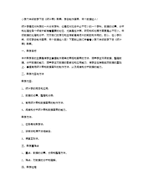 小学六年级数学下册《统计表》教案：学会制作图表,做个数据达人!