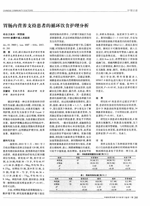 胃肠内营养支持患者的循环饮食护理分析