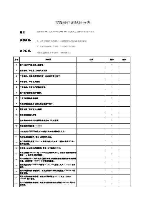 实践操作测试评分表