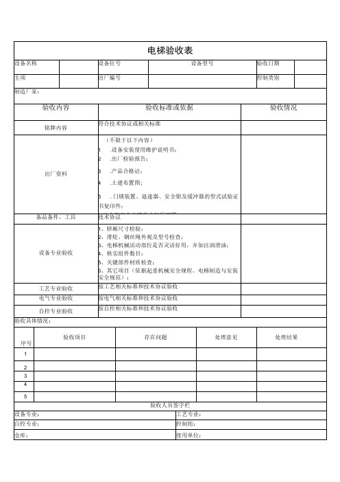 电梯验收表