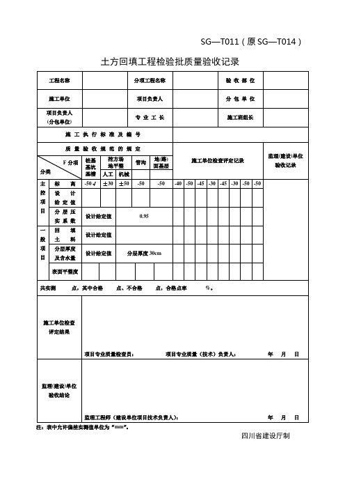 土方回填工程检验批质量验收记录1