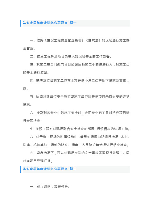 安全员年度计划怎么写范文5篇