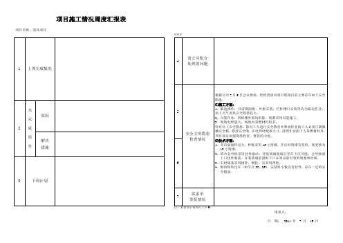 项目经理周会汇报表