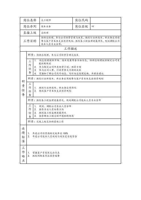 工程监理类岗位说明书- 总工程师