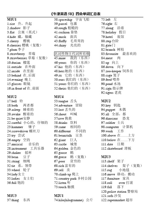 牛津5B四会单词汇总