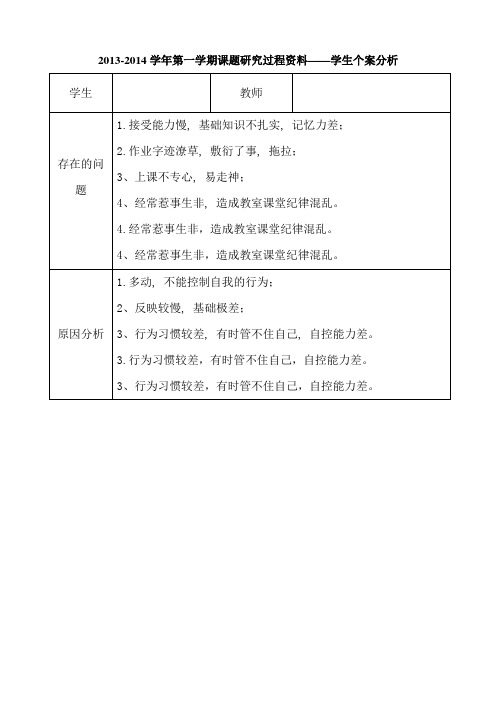 学生个案分析表