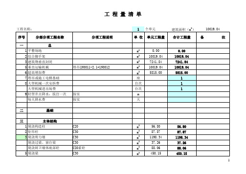 一套完整实用的工程量计算表格