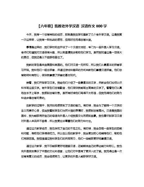 【六年级】我教老外学汉语 汉语作文800字