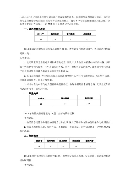 2015山西公务员考试行测备考指导