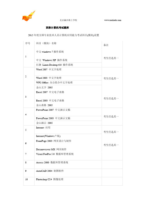 2015年全国职称计算机考试题库-赢在路上